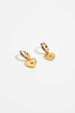 Mujer BIMBA Y LOLA Pendientes<Pendientes Aro Mini Dorado Cristales Y Corazon