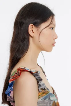 Mujer BIMBA Y LOLA Pendientes<Pendientes Aro Mini Dorado Cristales Multicolor