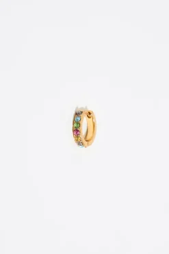 Mujer BIMBA Y LOLA Pendientes<Pendientes Aro Mini Dorado Cristales Multicolor