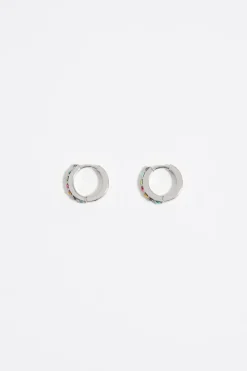 Mujer BIMBA Y LOLA Pendientes<Pendientes Aro Mini Plateado Cristales Multicolor
