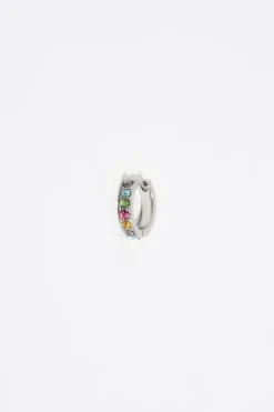 Mujer BIMBA Y LOLA Pendientes<Pendientes Aro Mini Plateado Cristales Multicolor