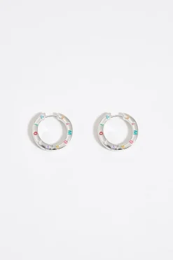 Mujer BIMBA Y LOLA Pendientes<Pendientes Aro Plateados Logo Multipastel