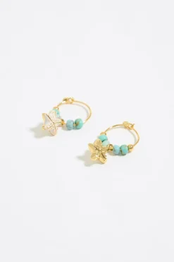 Mujer BIMBA Y LOLA Pendientes<Pendientes Aro Turquesa Y Estrella Dorada