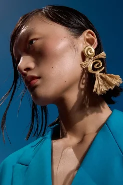 Mujer BIMBA Y LOLA Pendientes<Pendientes Caracolas Y Rafia Dorado Mate