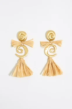 Mujer BIMBA Y LOLA Pendientes<Pendientes Caracolas Y Rafia Dorado Mate