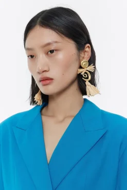 Mujer BIMBA Y LOLA Pendientes<Pendientes Caracolas Y Rafia Dorado Mate