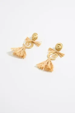 Mujer BIMBA Y LOLA Pendientes<Pendientes Caracolas Y Rafia Dorado Mate