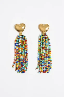 Mujer BIMBA Y LOLA Pendientes<Pendientes Corazon Dorado Abalorios Multicolores
