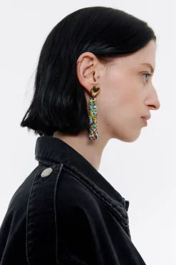 Mujer BIMBA Y LOLA Pendientes<Pendientes Corazon Dorado Abalorios Multicolores