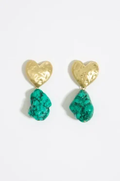 Mujer BIMBA Y LOLA Pendientes<Pendientes Corazon Y Piedra Turquesa