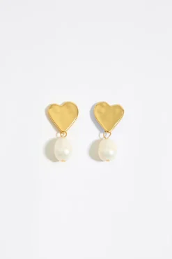 Mujer BIMBA Y LOLA Pendientes<Pendientes Corazones Dorados Y Perlas