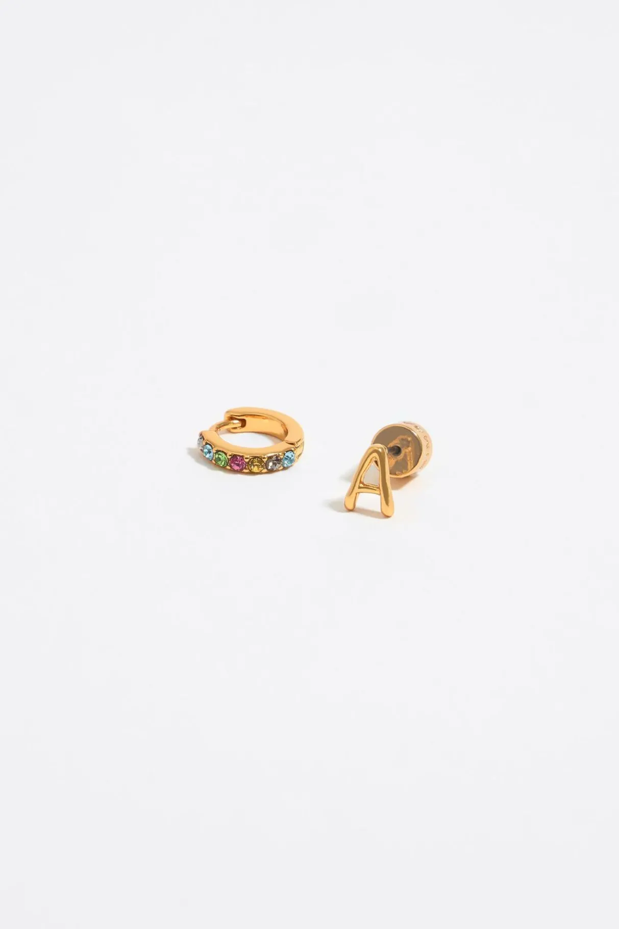 Mujer BIMBA Y LOLA Pendientes<Pendientes Letra A Y Aro Mini Cristales Multicolores