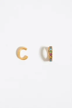 Mujer BIMBA Y LOLA Abecedario<Pendientes Letra C Y Aro Mini Cristales Multicolores