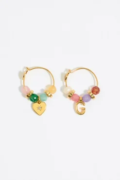 Mujer BIMBA Y LOLA Abecedario<Pendientes Letra G Piedras Multicolores