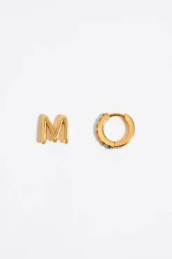 Mujer BIMBA Y LOLA Abecedario<Pendientes Letra M Y Aro Mini Cristales Multicolores