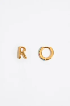 Mujer BIMBA Y LOLA Abecedario<Pendientes Letra R Y Aro Mini Cristales Multicolores