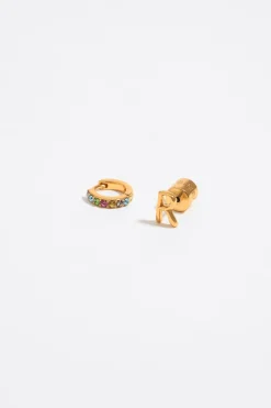 Mujer BIMBA Y LOLA Abecedario<Pendientes Letra R Y Aro Mini Cristales Multicolores