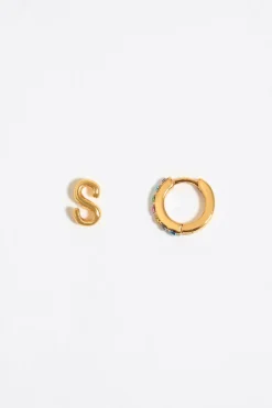 Mujer BIMBA Y LOLA Abecedario<Pendientes Letra S Y Aro Mini Cristales Multicolores