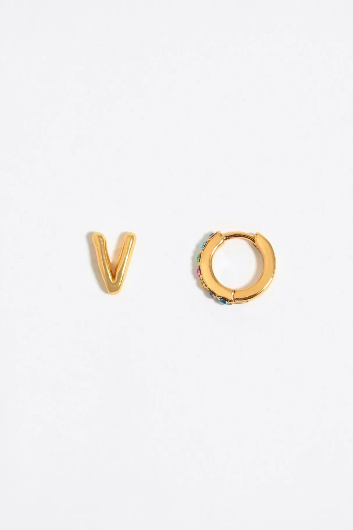 Mujer BIMBA Y LOLA Abecedario<Pendientes Letra V Y Aro Mini Cristales Multicolores