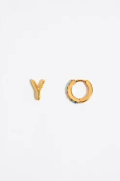 Mujer BIMBA Y LOLA Abecedario<Pendientes Letra Y Y Aro Mini Cristales Multicolores