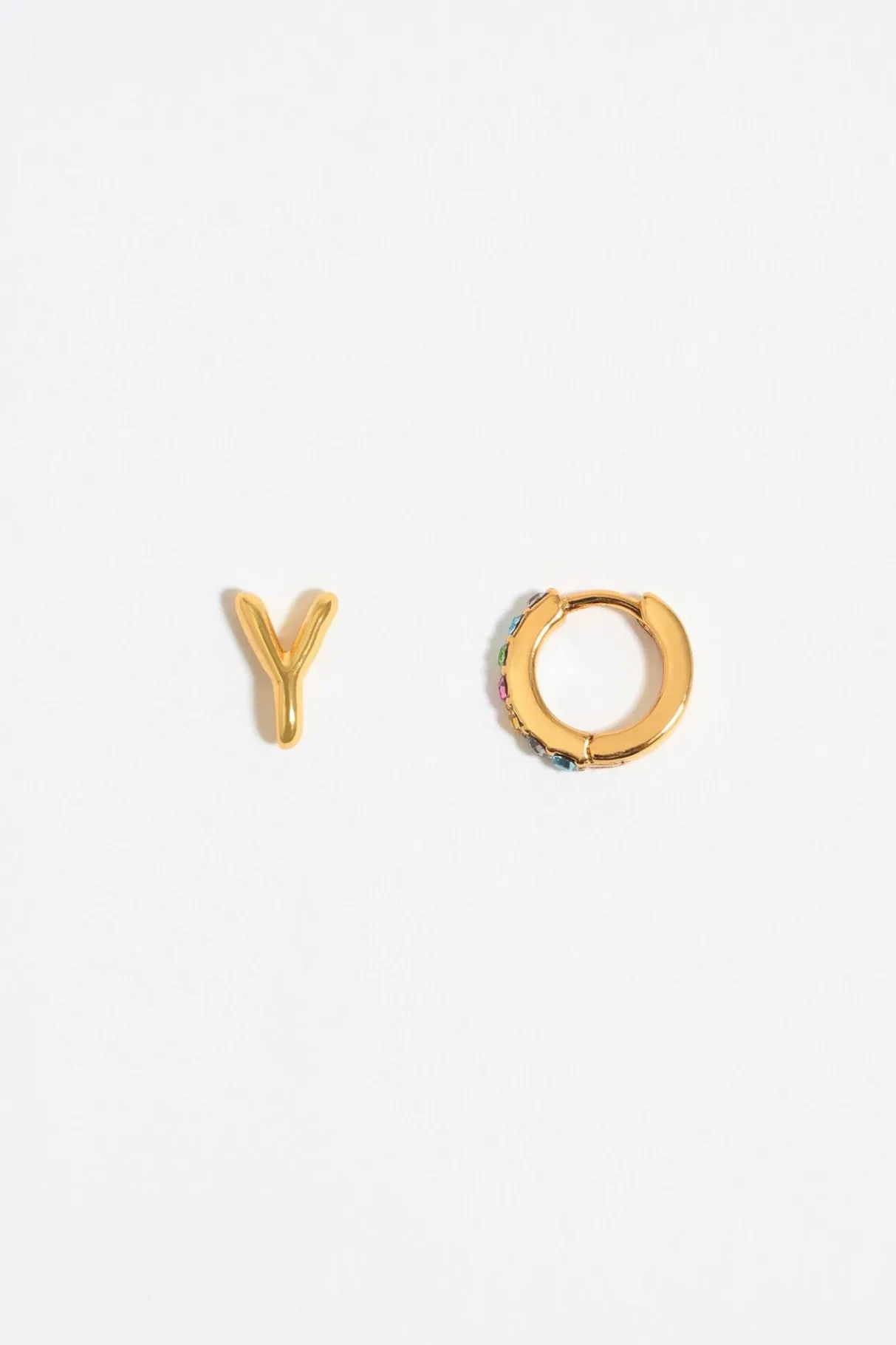 Mujer BIMBA Y LOLA Abecedario<Pendientes Letra Y Y Aro Mini Cristales Multicolores