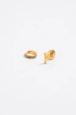 Mujer BIMBA Y LOLA Abecedario<Pendientes Letra Y Y Aro Mini Cristales Multicolores