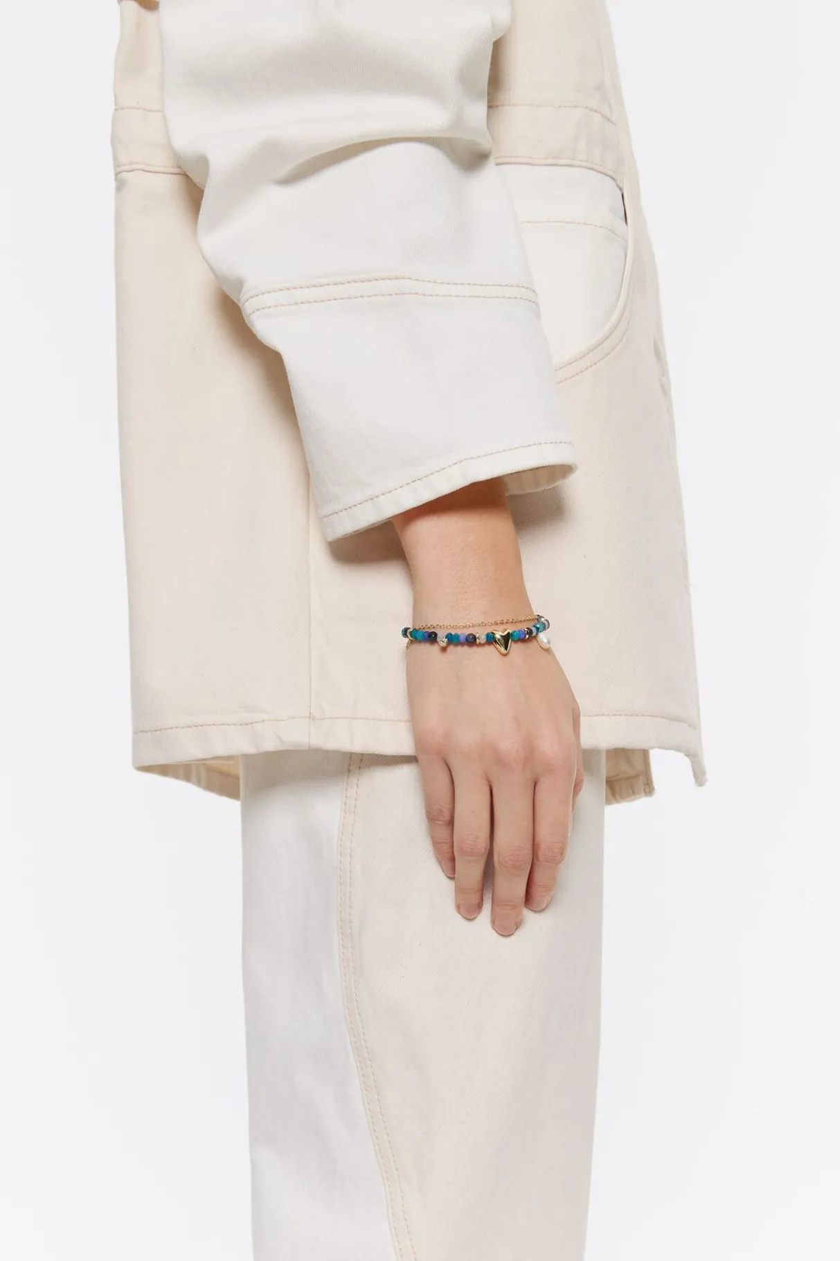 Mujer BIMBA Y LOLA Pulseras<Pulsera Doble Piedras Multicolores Y Cadena Dorada