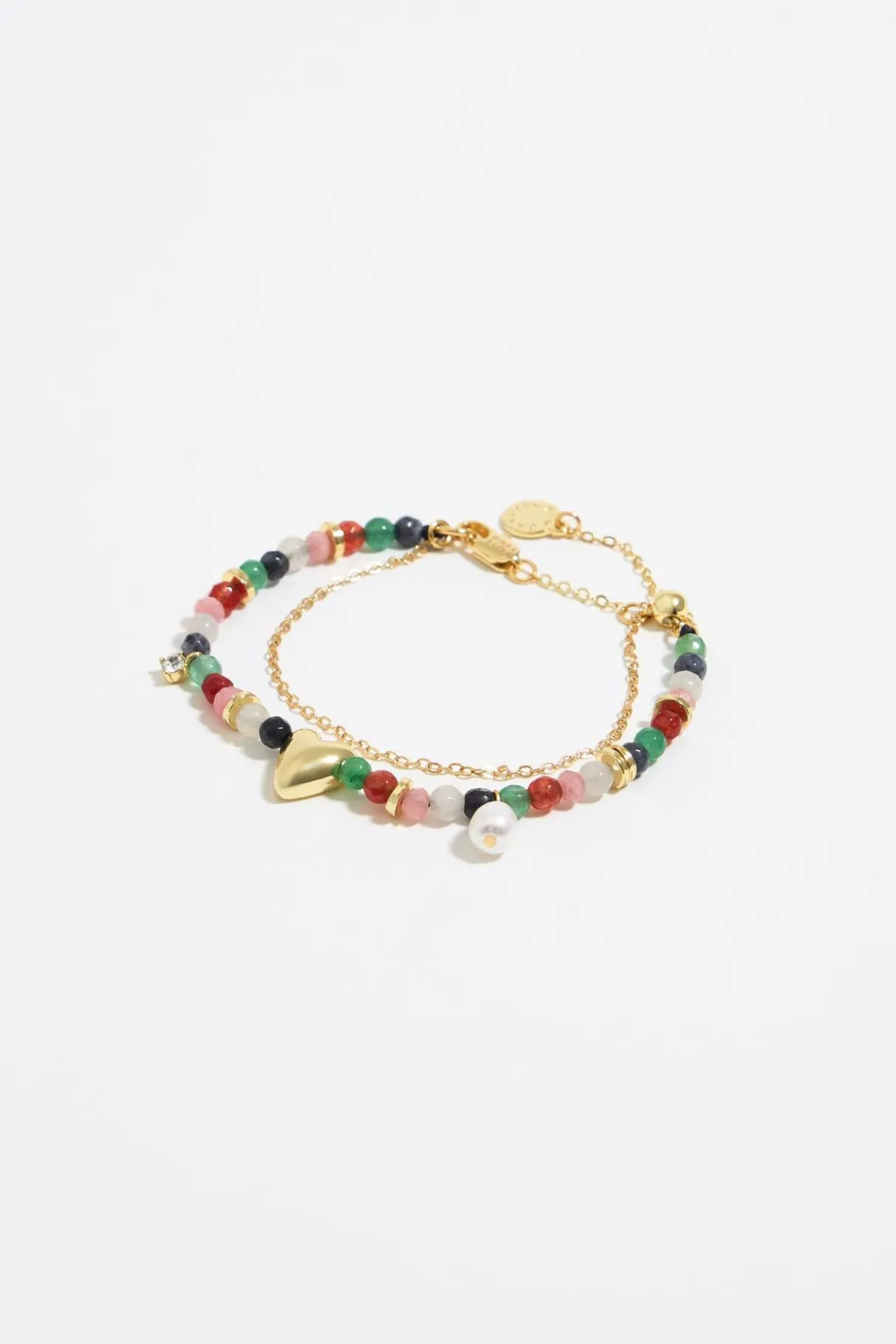 Mujer BIMBA Y LOLA Pulseras<Pulsera Doble Piedras Multicolores Y Cadena Dorada