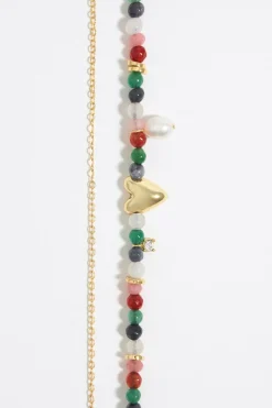 Mujer BIMBA Y LOLA Pulseras<Pulsera Doble Piedras Multicolores Y Cadena Dorada