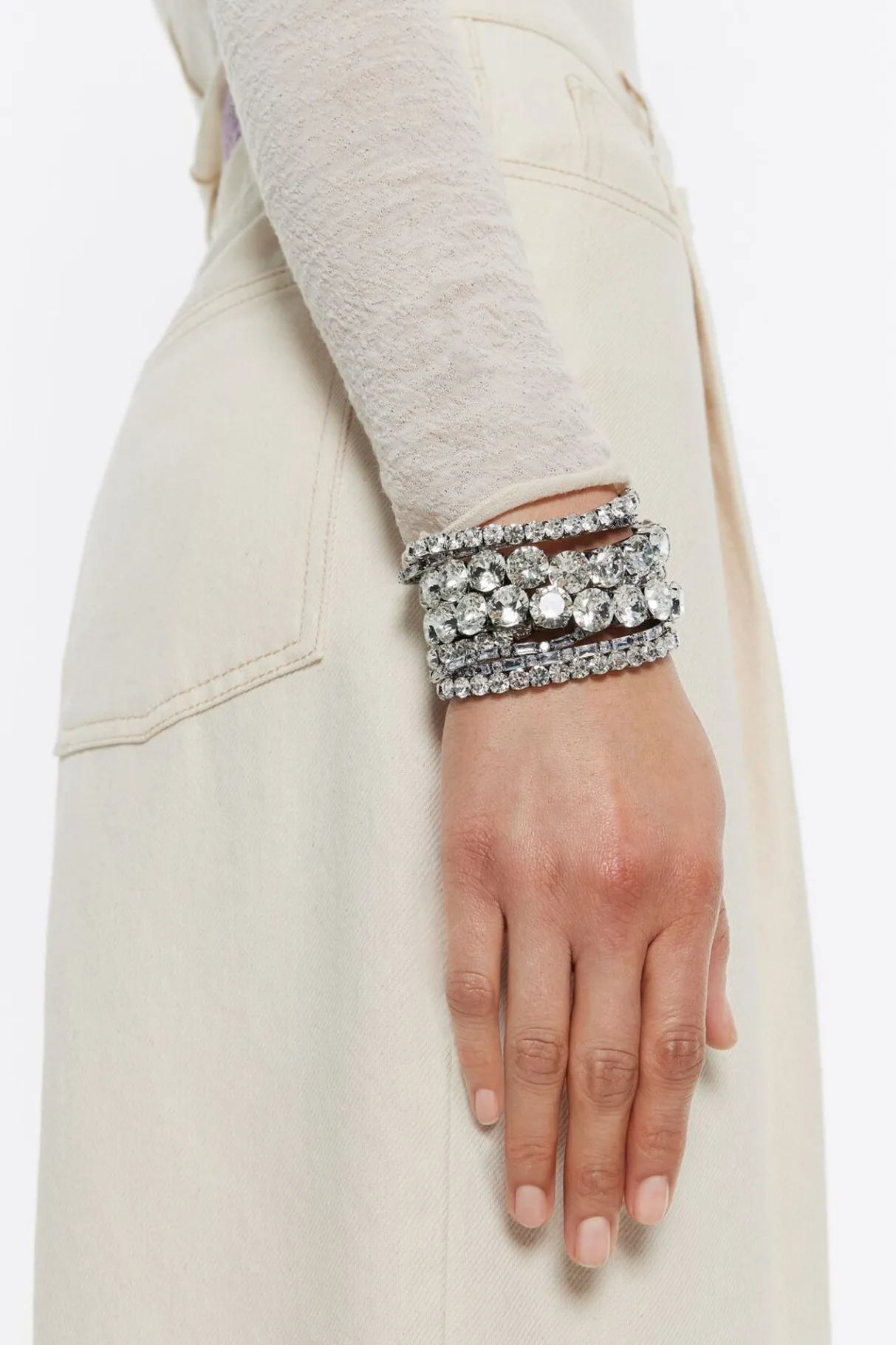 Mujer BIMBA Y LOLA Pulseras<Pulsera Elastica Cristales Plateada