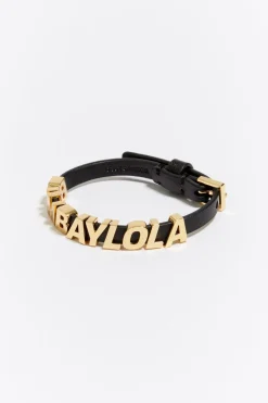 Mujer BIMBA Y LOLA Pulseras<Pulsera Fina Letras Logo Piel Negra