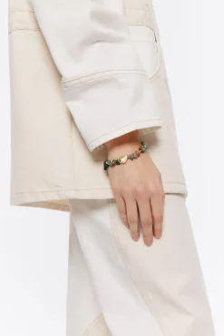 Mujer BIMBA Y LOLA Pulseras<Pulsera Piedras Verdes Y Hoja Dorada