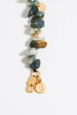 Mujer BIMBA Y LOLA Pulseras<Pulsera Piedras Verdes Y Hoja Dorada