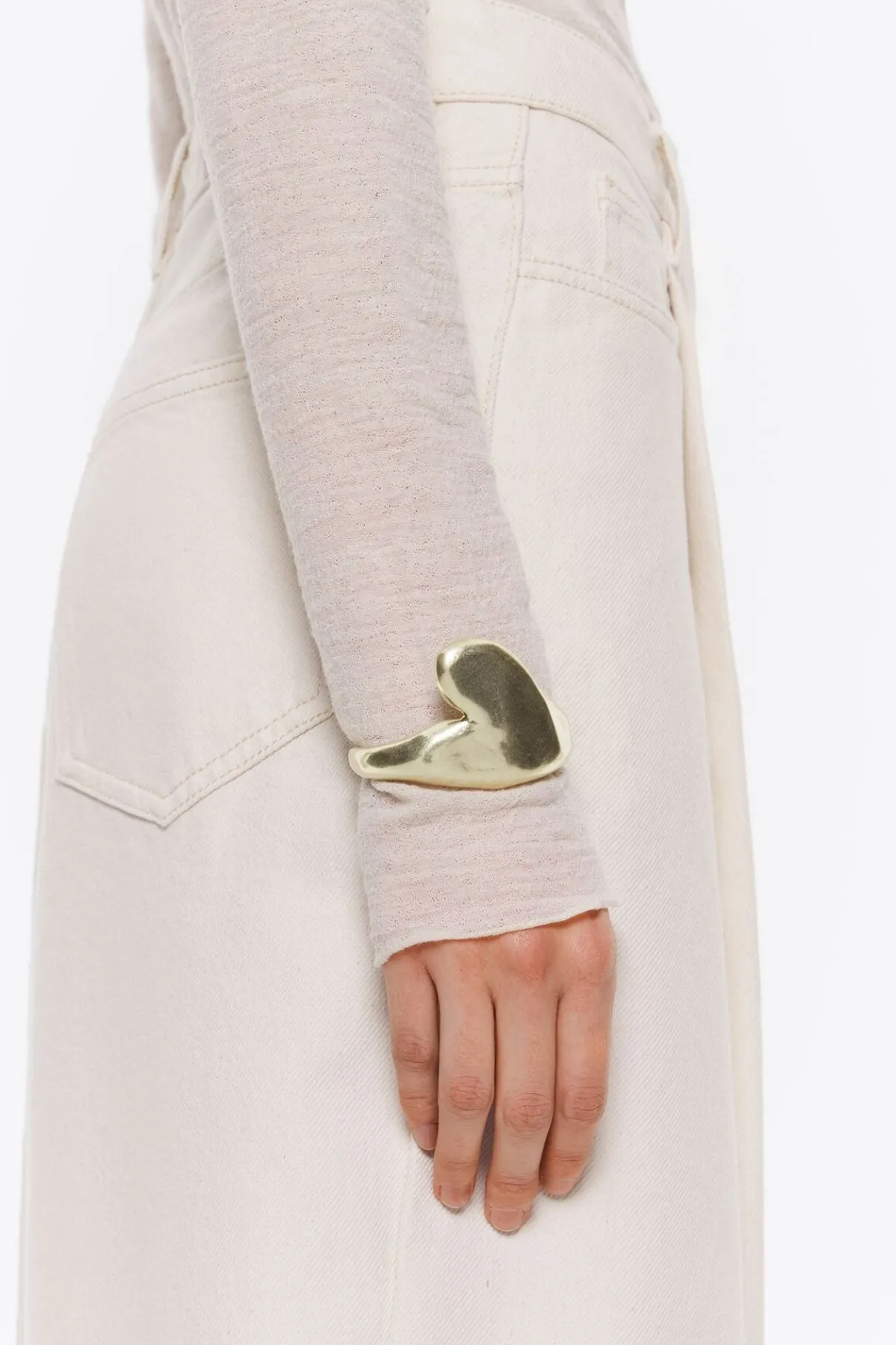 Mujer BIMBA Y LOLA Pulseras<Pulsera Rigida Corazon Textura Dorado