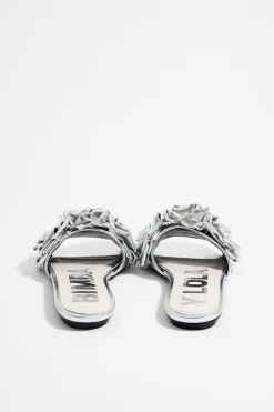 Mujer BIMBA Y LOLA Sandalias<Sandalia Plana Flores Piel Plata