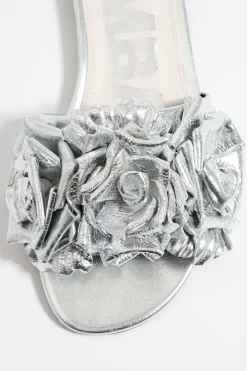 Mujer BIMBA Y LOLA Sandalias<Sandalia Plana Flores Piel Plata