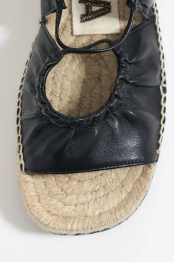 Mujer BIMBA Y LOLA Alpargatas<Sandalia Plana Yute Acordonada Piel Negra