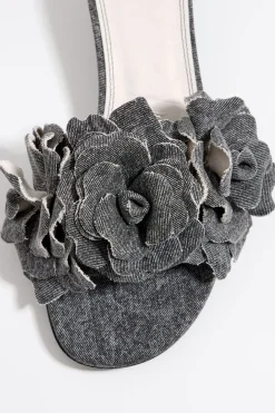 Mujer BIMBA Y LOLA Sandalias<Sandalia Tacon Flores Denim Negra