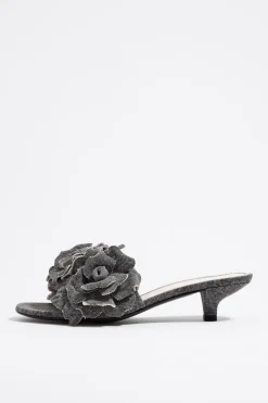 Mujer BIMBA Y LOLA Sandalias<Sandalia Tacon Flores Denim Negra