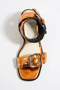 Mujer BIMBA Y LOLA Sandalias<Sandalia Tacon Tachas Piel Naranja