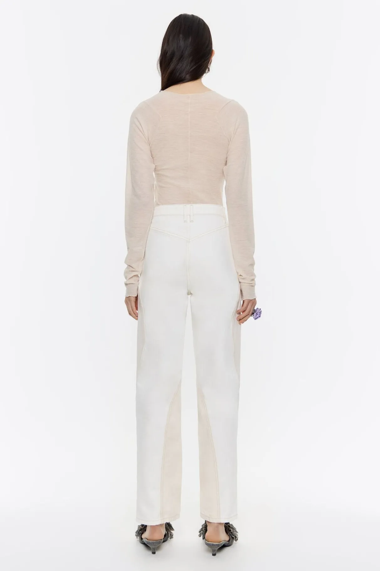 Mujer BIMBA Y LOLA Pantalones<Straight Cropped - Vaquero Alto Bicolor Crudo