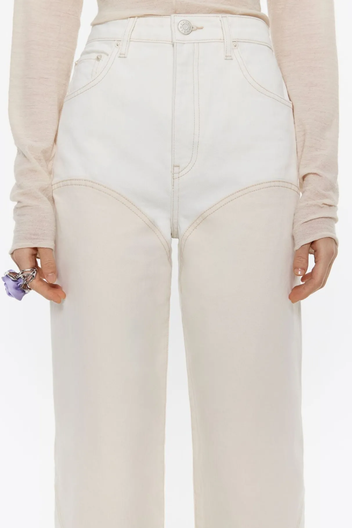 Mujer BIMBA Y LOLA Pantalones<Straight Cropped - Vaquero Alto Bicolor Crudo