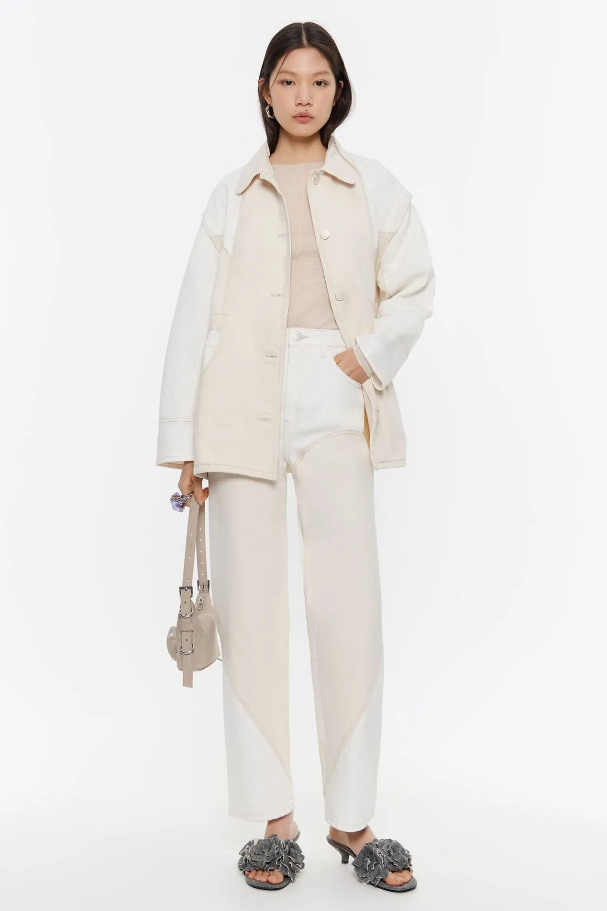 Mujer BIMBA Y LOLA Total Look<Straight Cropped - Vaquero Alto Bicolor Crudo