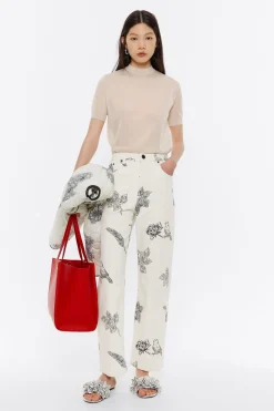 Mujer BIMBA Y LOLA Pantalones<Straight Cropped - Vaquero Canary Pop Blanco