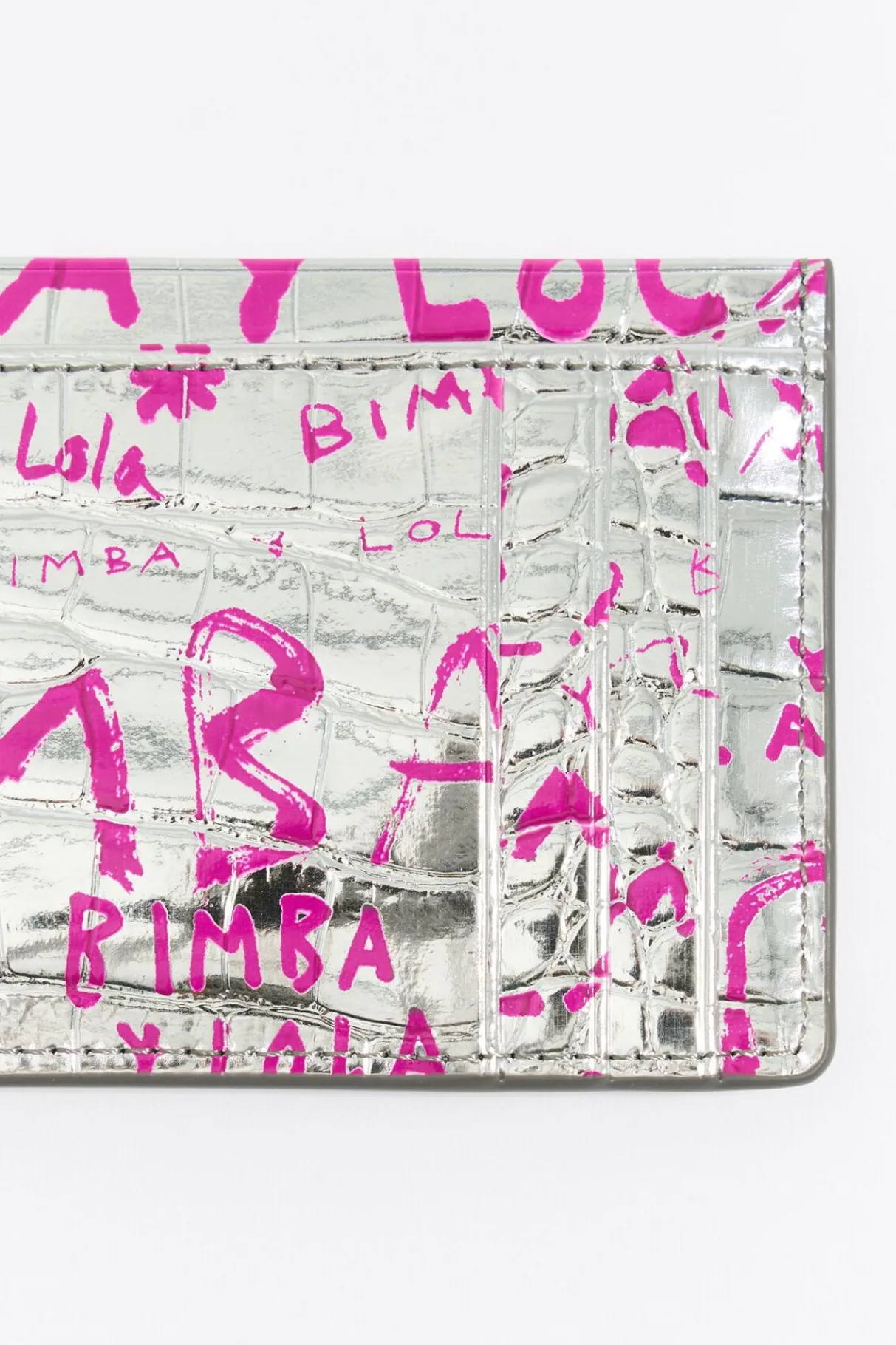 Mujer BIMBA Y LOLA Tarjeteros<Tarjetero Grabado Cocodrilo Plata