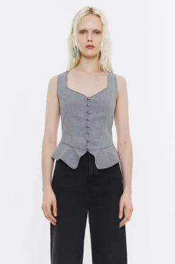 Mujer BIMBA Y LOLA Camisas<Top Ajustado Lana Fria Gris