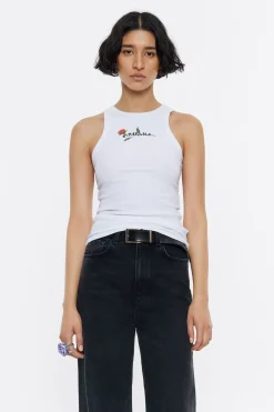 Mujer BIMBA Y LOLA Camisetas<Top Ajustado Logo Estampado Blanco