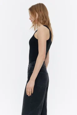 Mujer BIMBA Y LOLA Camisetas<Top Ajustado Logo Estampado Negro