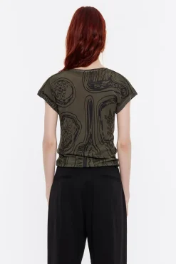 Mujer BIMBA Y LOLA Camisetas<Top Ajustado Punto Mirrors Caqui