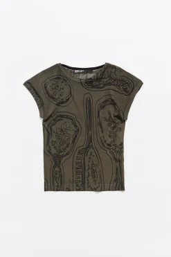 Mujer BIMBA Y LOLA Camisetas<Top Ajustado Punto Mirrors Caqui